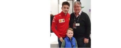 Charles LeClerc Ferrari F1 driver meets grandson George 