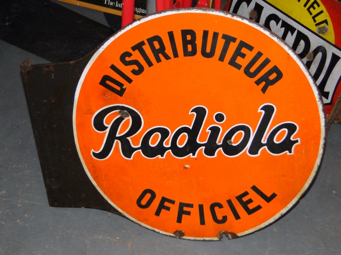 Radiola double sided enamel ORIGINAL sign SUPERB !
