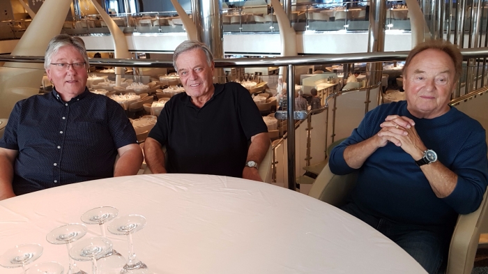 Relaxing with the stars Tony Blackburn and Gerry Marsden 