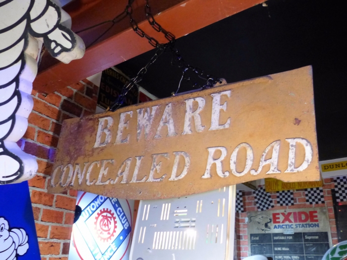 Concealed Road cast sign VERY VERY RARE !