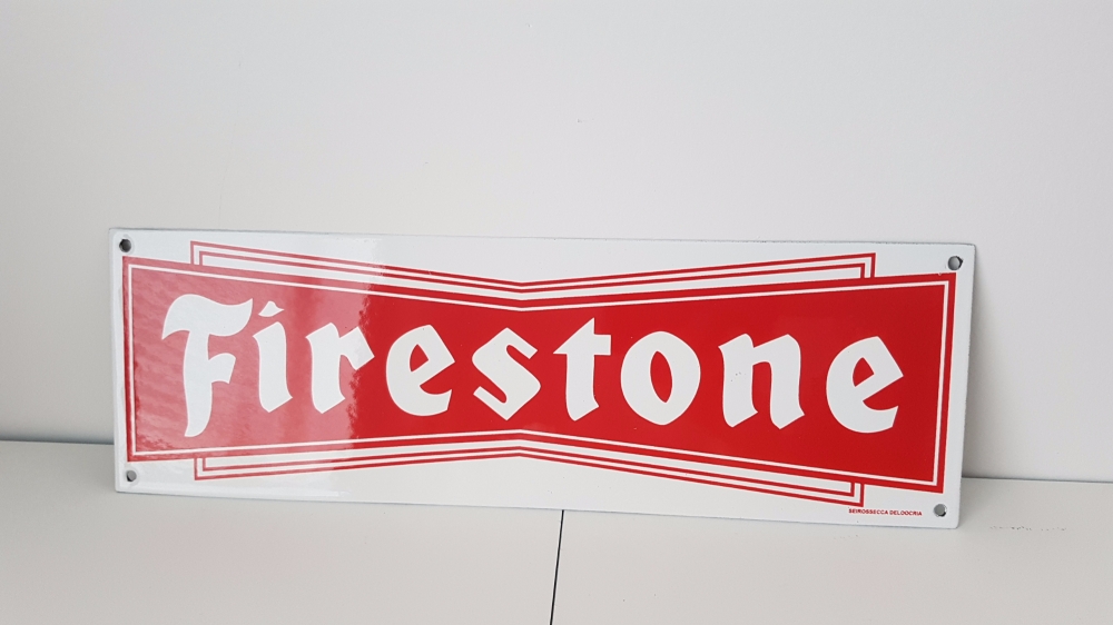 Firestone enamel plaque repro great item