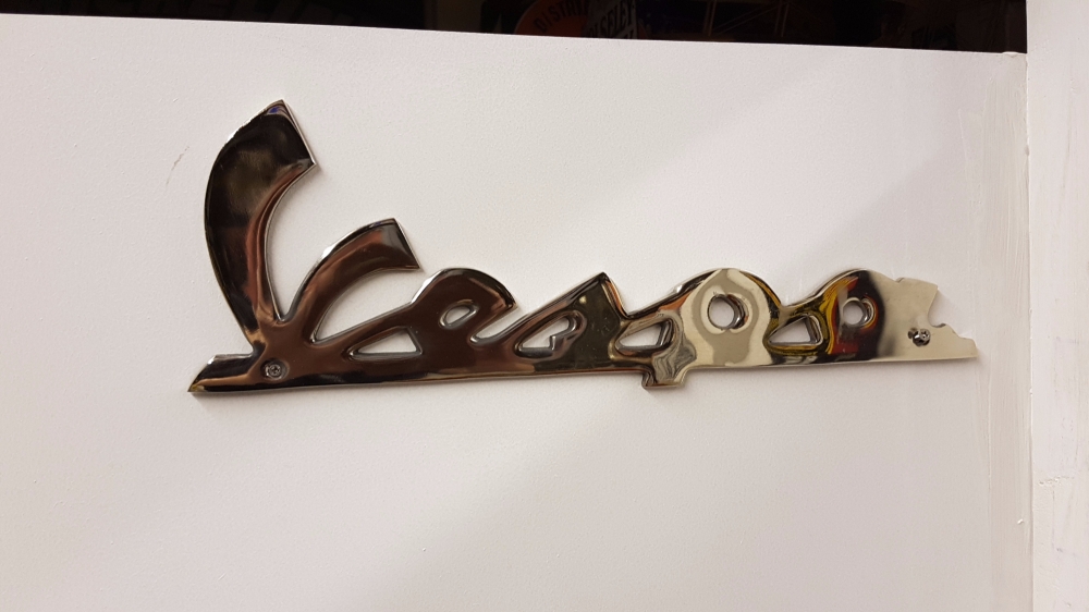 Vespa polished chromed reproduction sign