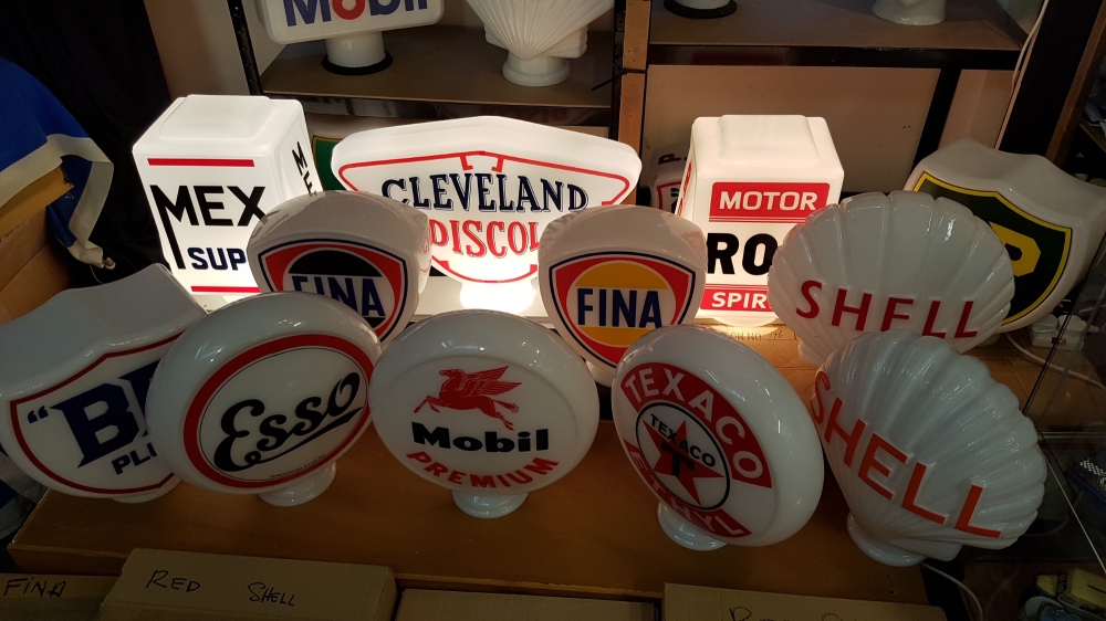 New stock of repro globes in showroom 