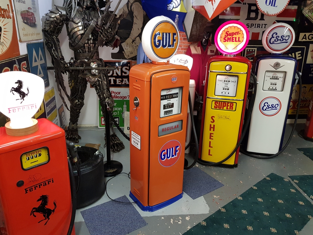 A stunning GULF livery Gilbarco vintage paetrol pump WHAT A CRACKER ! ALL OUR PUMPS ARE GENUINE WE DO NOT SELL REPRO .