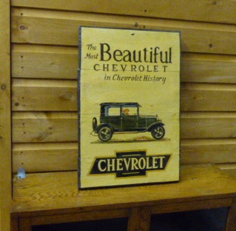 CHEVROLET boarded sign great display item 21 x 14 inches 