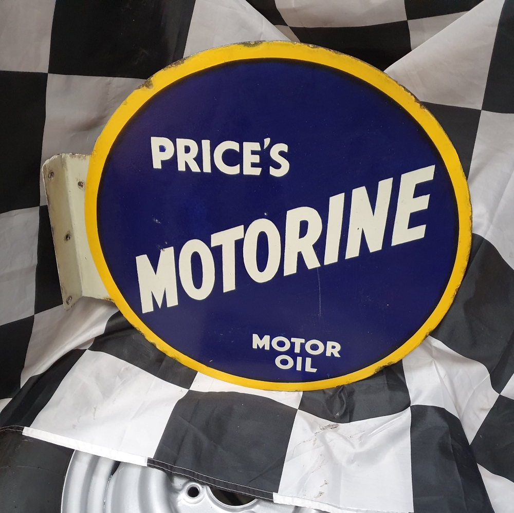 Motorine double sided RARE sign 18 inch ORIGINAL enamel sign JUST ARRIVED
