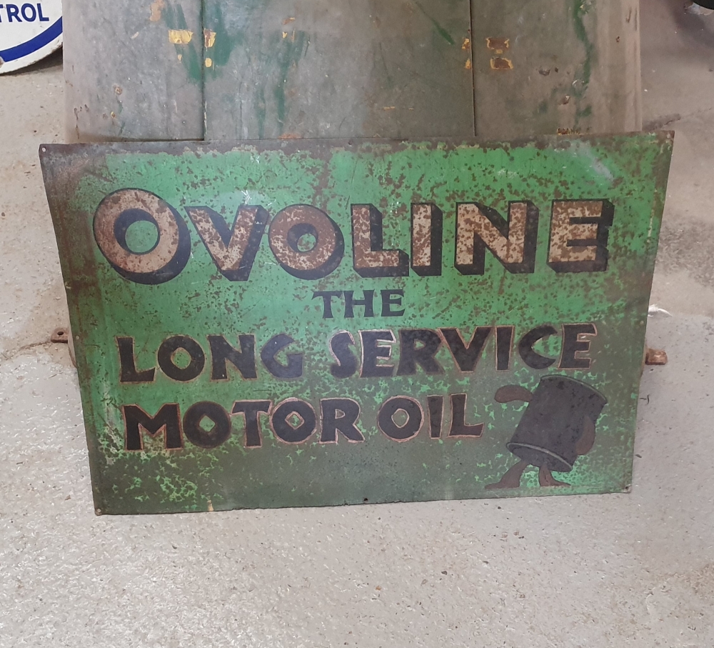 Overline Motor Oil RARE RARE tin sign superb patina 