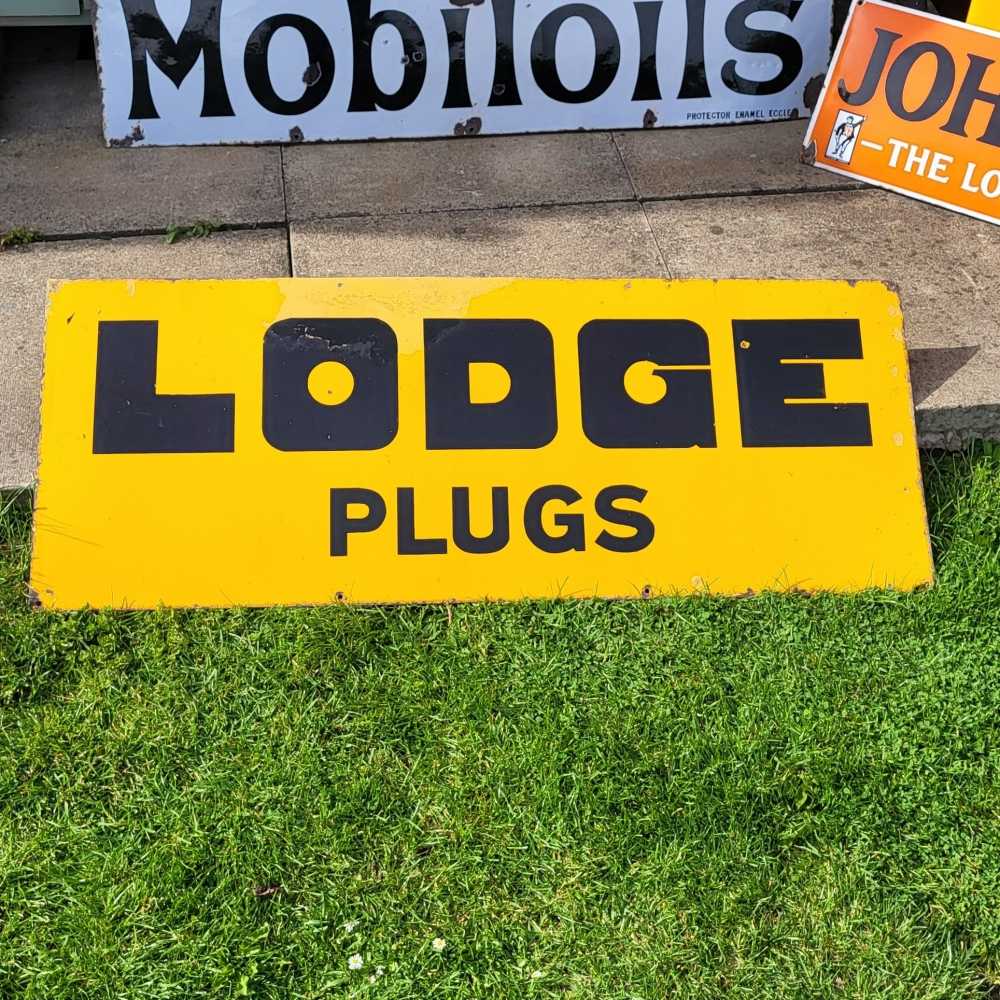 Lodge Plugs original enamel sign NOW SOLD !