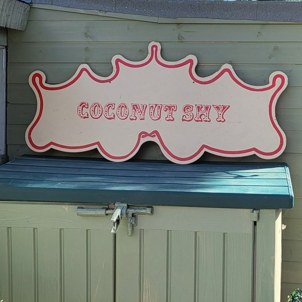 Fairground sign from Chitty stage show Coconut shy