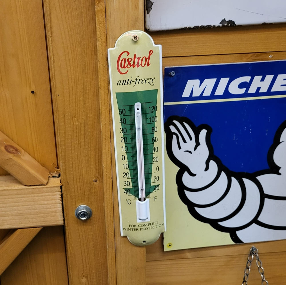 Castrol 12 inch thermometer enamel repro 