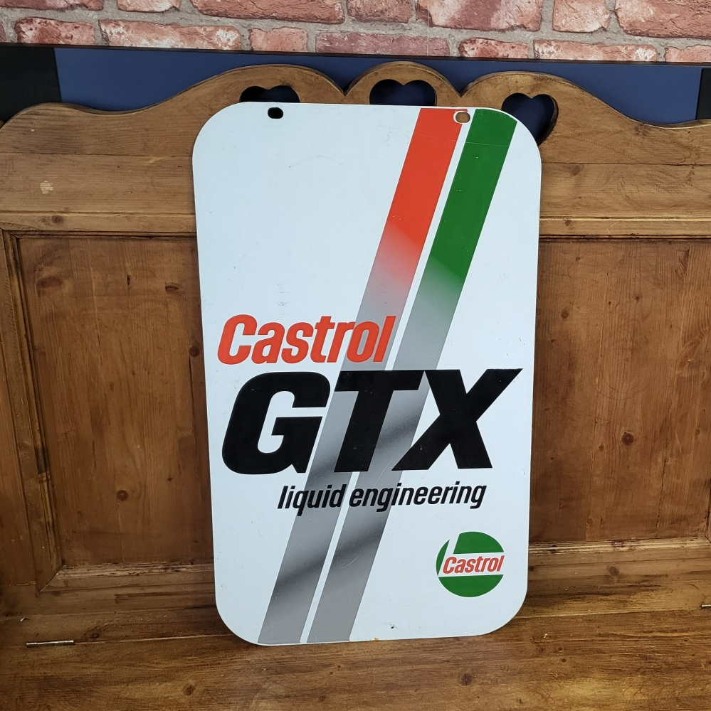 A CASTROL GTX double sided tin sign 28 x 17 inch