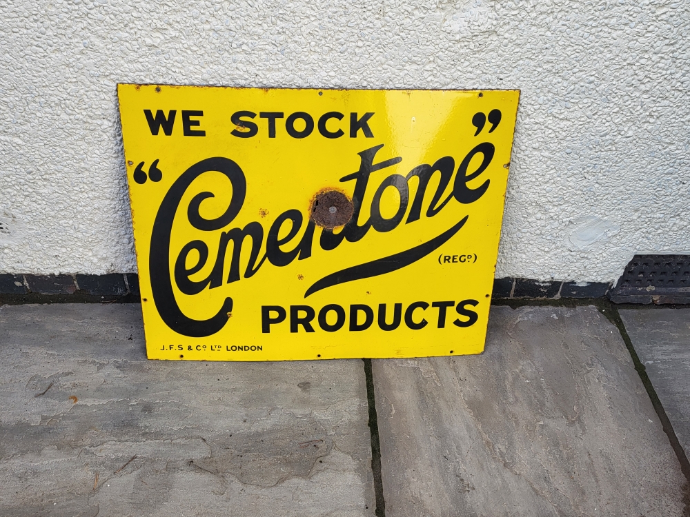 CEMENTONE Products sign ORIGINAL Enamel 30 x 24 inch 