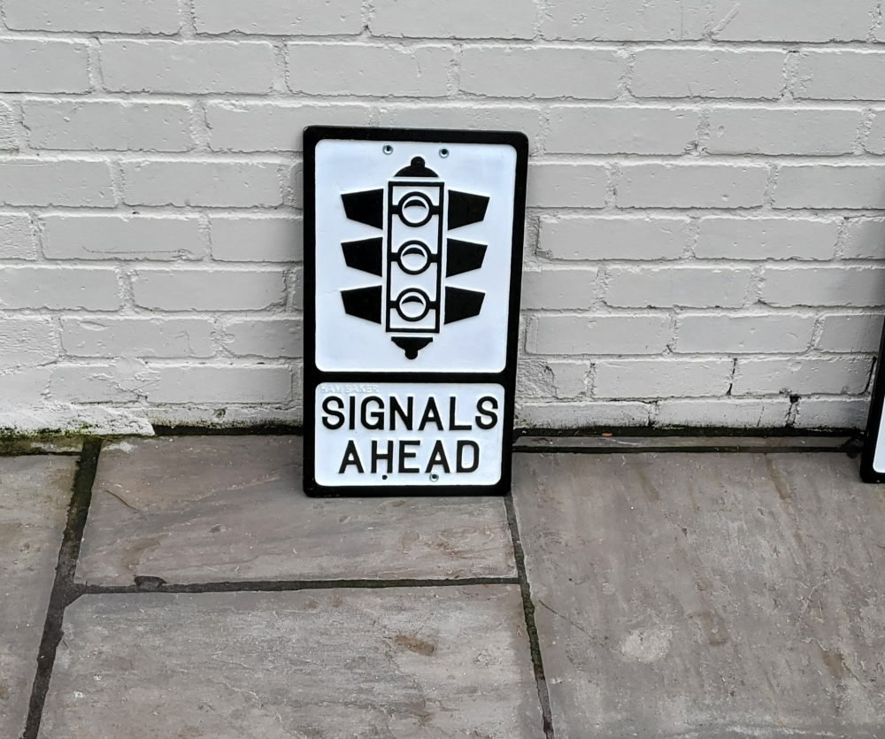 Road sign 21 x 12 cast , Signals ahead 