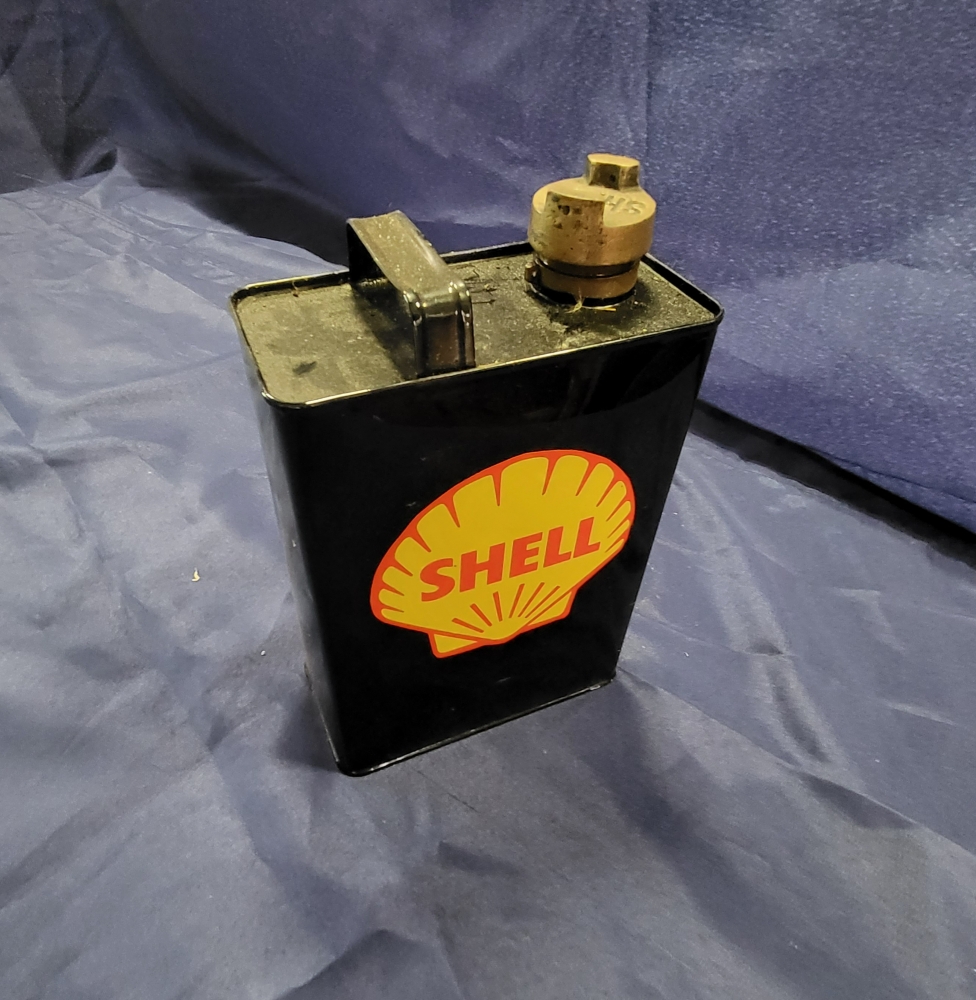 Can Shell SHELL livery can 8 inch with brass top | Automobilia-UK - vintage ...