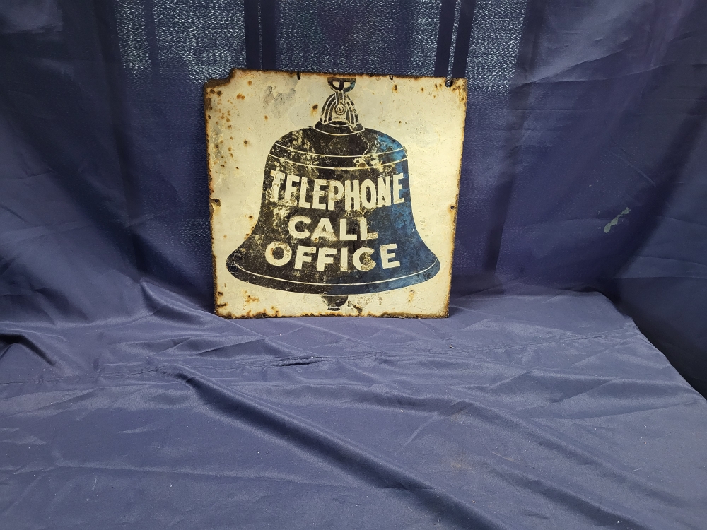 TELEPHONE CALL OFFICE enamel sign double sided 19 x 19 inch 