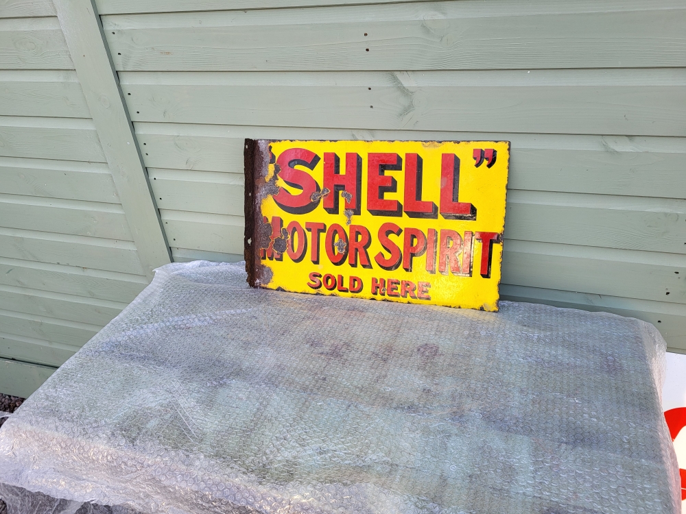 SHELL Motor Spirit Double sided with bracket 21 x 13 inch 