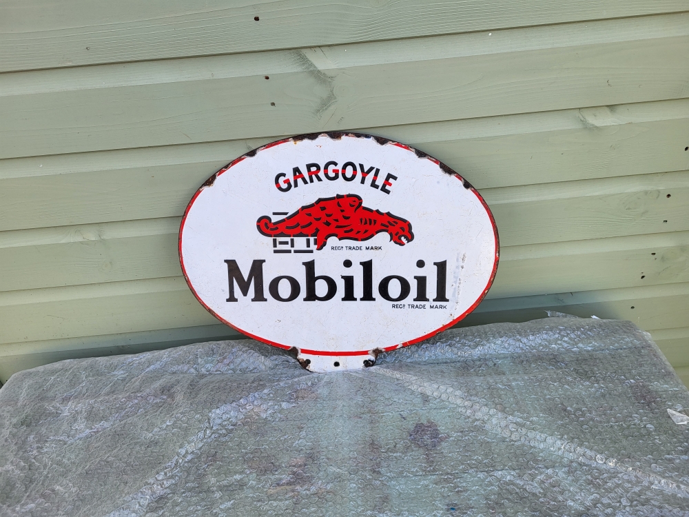 mini plaque emaillée gargoyle mobiloil rect 12x9cm motor oil