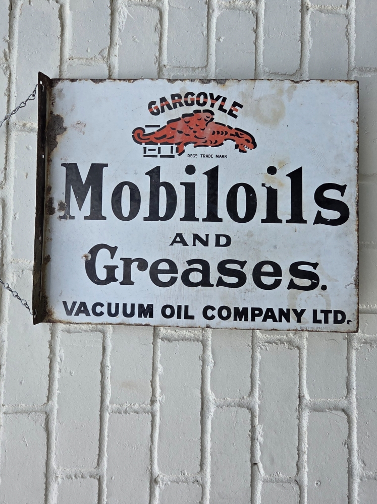 MOBILOIL double sided enamel sign 20x16 inch