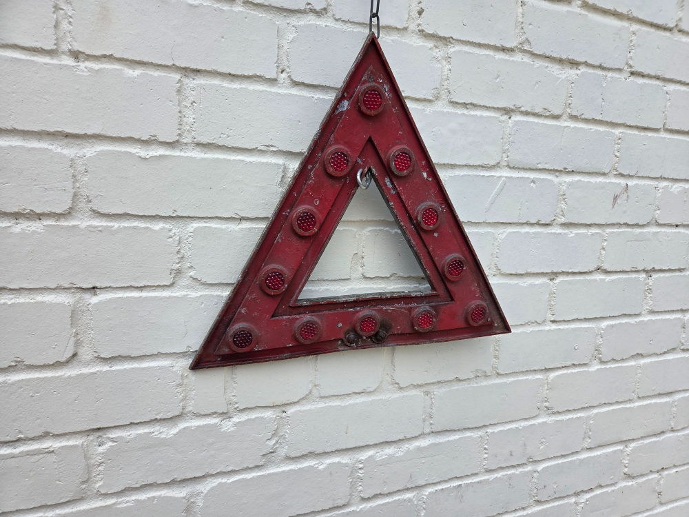 Road sign Triangle genuine 17inch with all glass reflectors in tact 